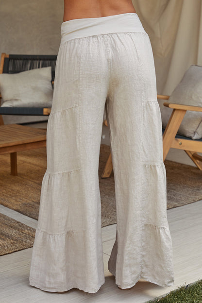 Pantalones Palazzo de Pierna Ancha con Volantes para Mujer-Pants for Women-Casaluzia