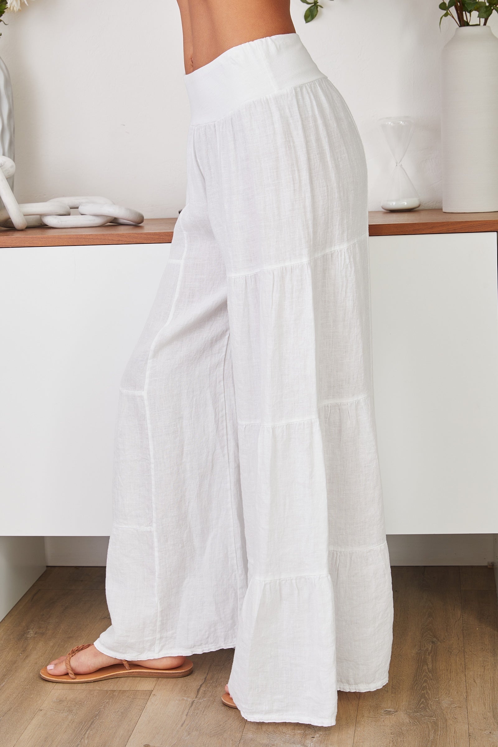 Pantalones Palazzo de Pierna Ancha con Volantes para Mujer-Pants for Women-Casaluzia