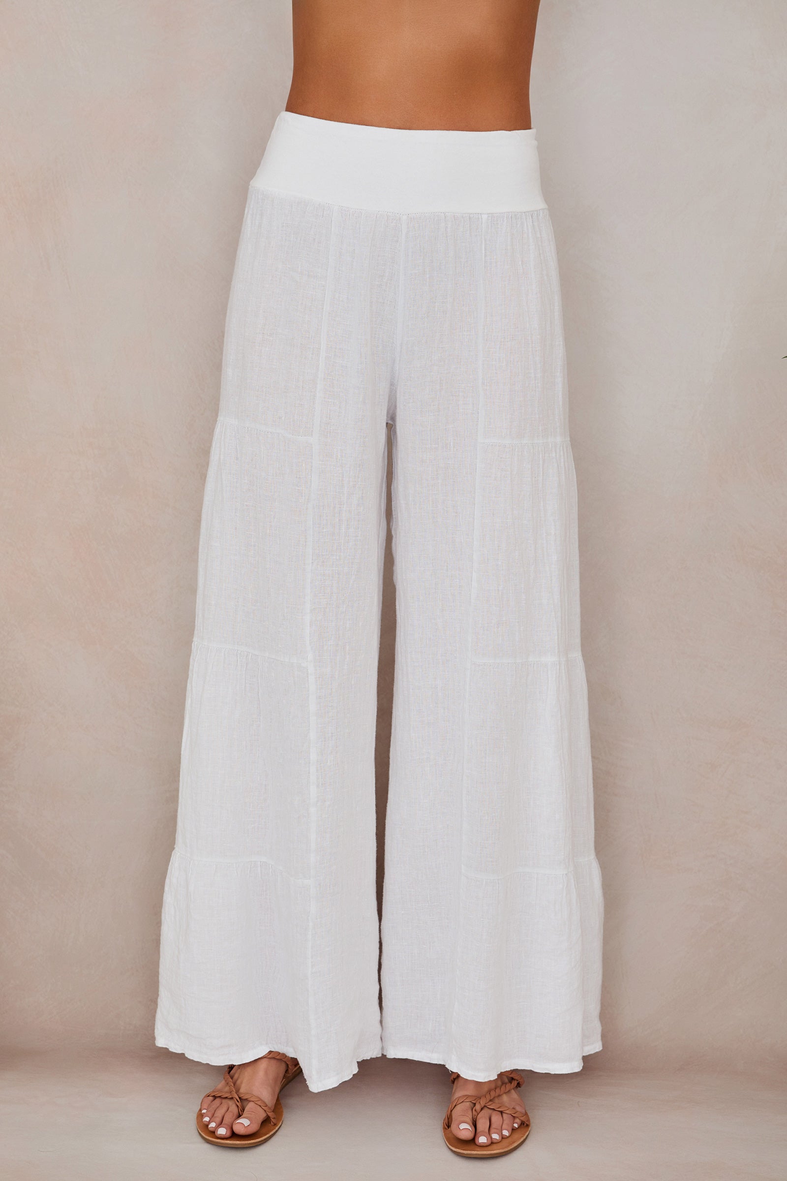 Pantalones Palazzo de Pierna Ancha con Volantes para Mujer-Pants for Women-Casaluzia