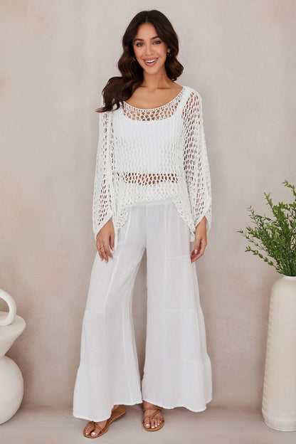 Pantalones Palazzo de Pierna Ancha con Volantes para Mujer-Pants for Women-Casaluzia