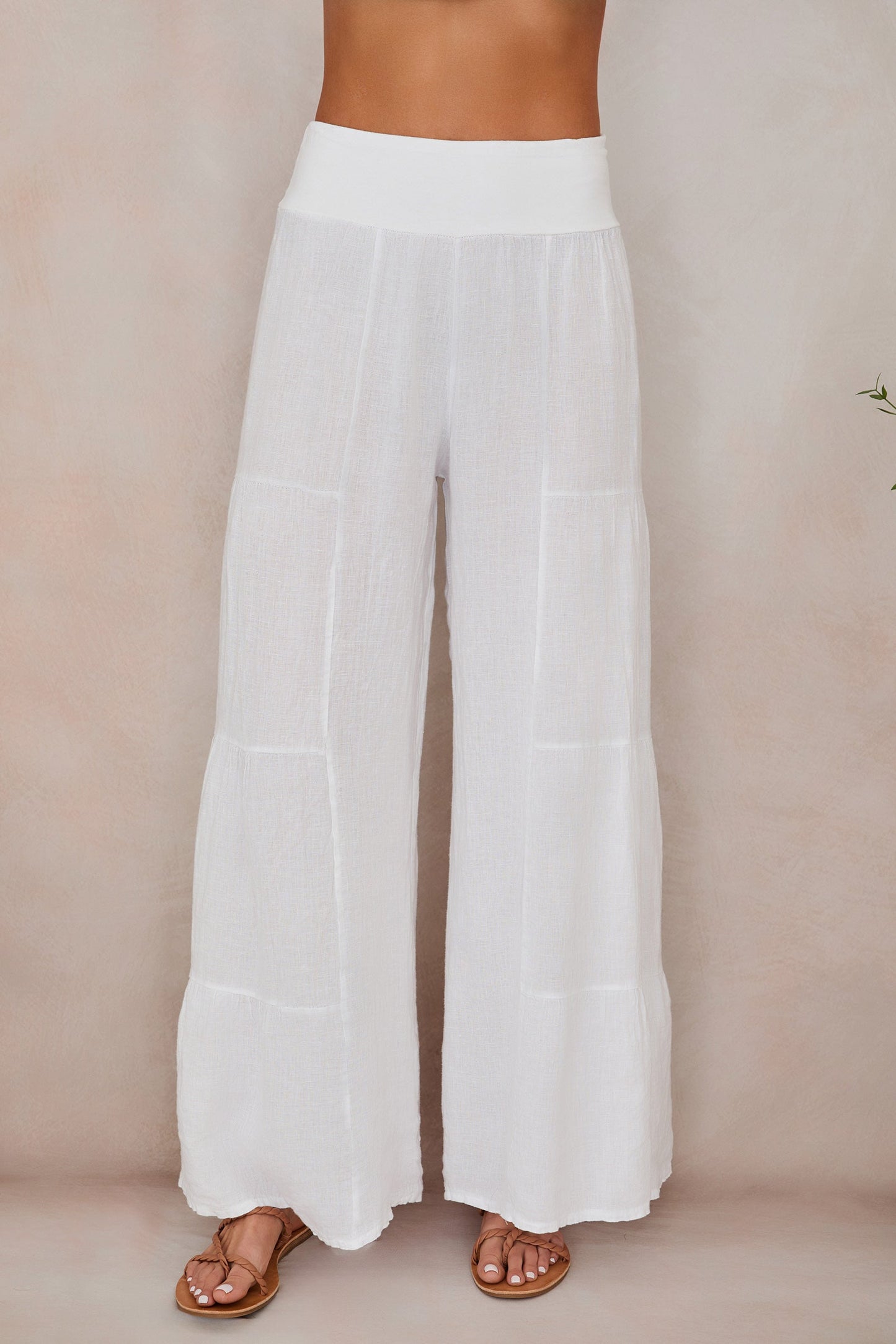 Pantalones Palazzo de Pierna Ancha con Volantes para Mujer-Pants for Women-Casaluzia
