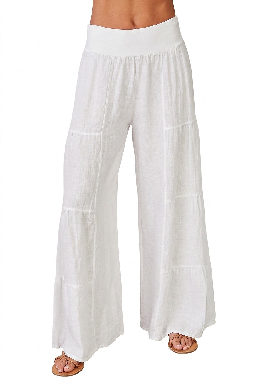Pantalones Palazzo de Pierna Ancha con Volantes para Mujer-Pants for Women-Casaluzia