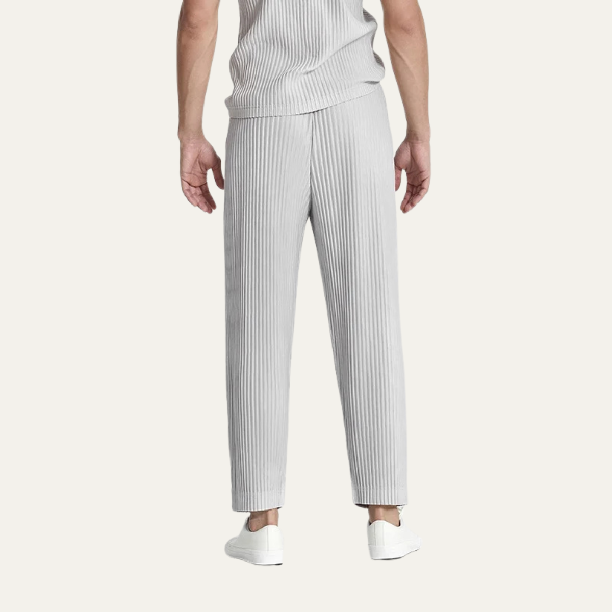 Pantalones plisados de hombre con cintura elástica y pierna recta-Pants for Men-Casaluzia