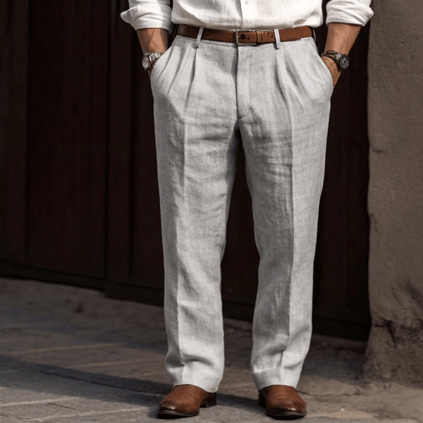 Pantalones plisados para hombre con trabillas para cinturón-Pants for Men-Casaluzia