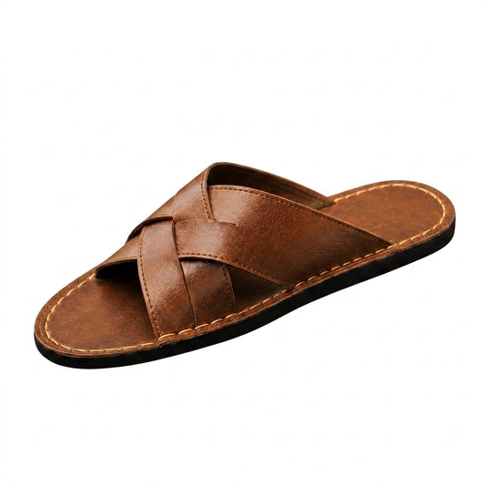 Para hombre sandalias tipo slide con correas cruzadas y costuras visibles-Footwear for men-Casaluzia