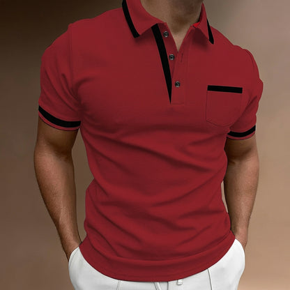 Polo de corte ajustado para hombre con ribete en contraste-T-Shirts & Polos for men-Casaluzia