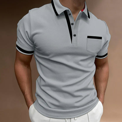 Polo de corte ajustado para hombre con ribete en contraste-T-Shirts & Polos for men-Casaluzia