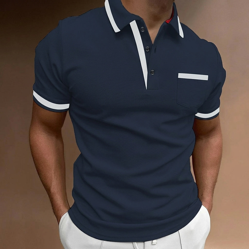 Polo de corte ajustado para hombre con ribete en contraste-T-Shirts & Polos for men-Casaluzia