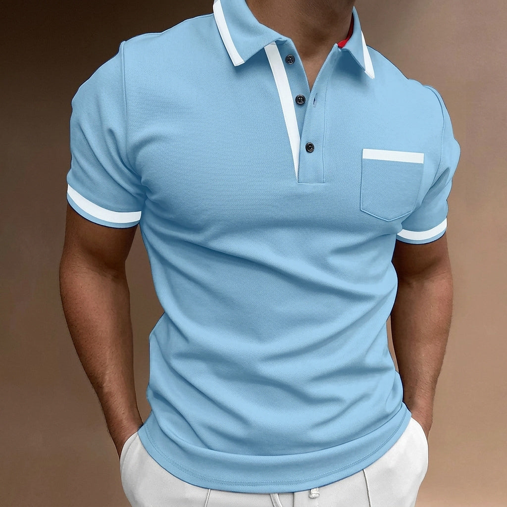 Polo de corte ajustado para hombre con ribete en contraste-T-Shirts & Polos for men-Casaluzia