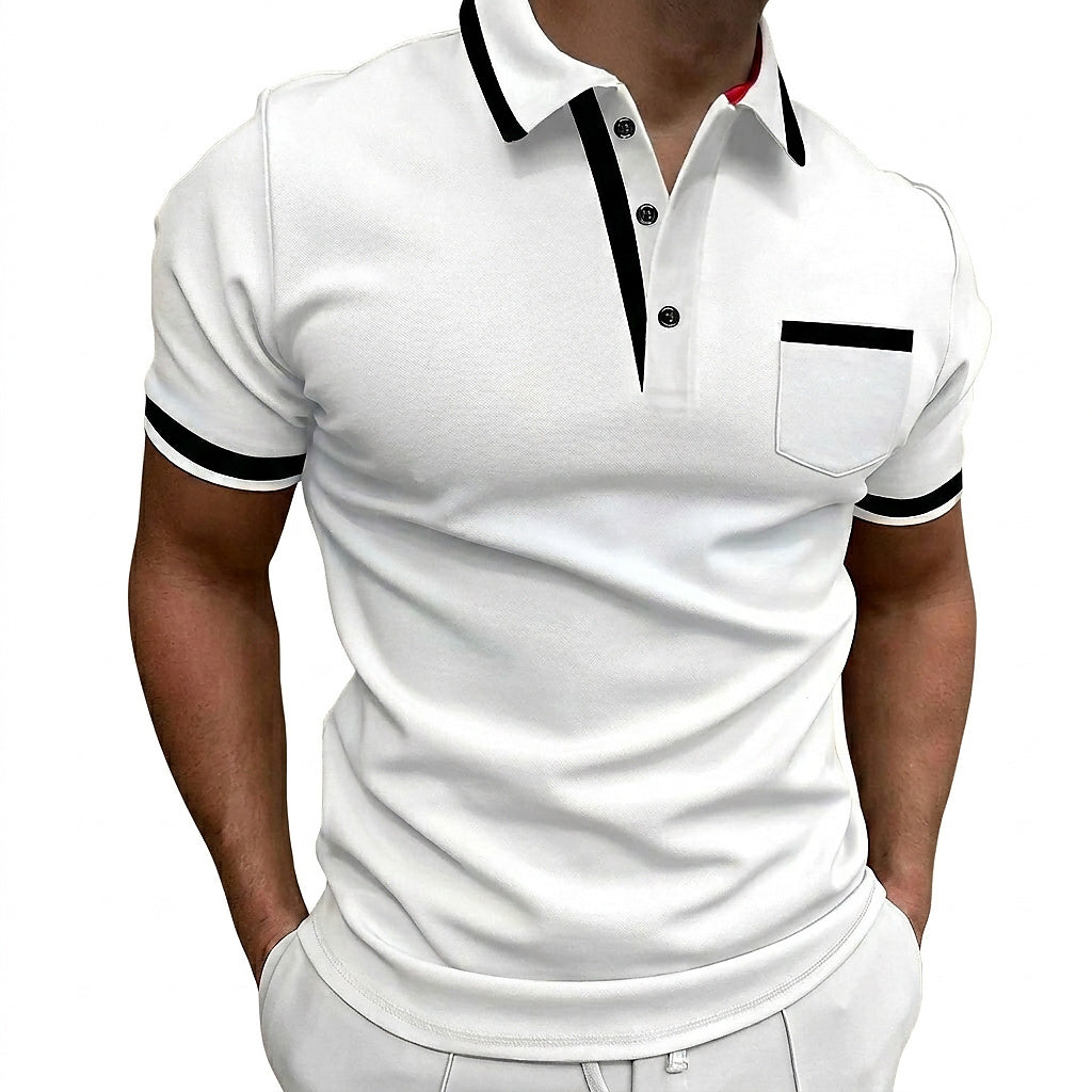 Polo de corte ajustado para hombre con ribete en contraste-T-Shirts & Polos for men-Casaluzia