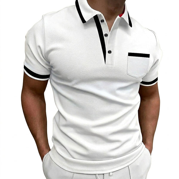 Polo de corte ajustado para hombre con ribete en contraste-T-Shirts & Polos for men-Casaluzia