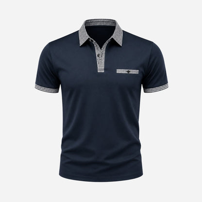 Polo de manga corta para hombre con ribete estampado-Shirts for men-Casaluzia