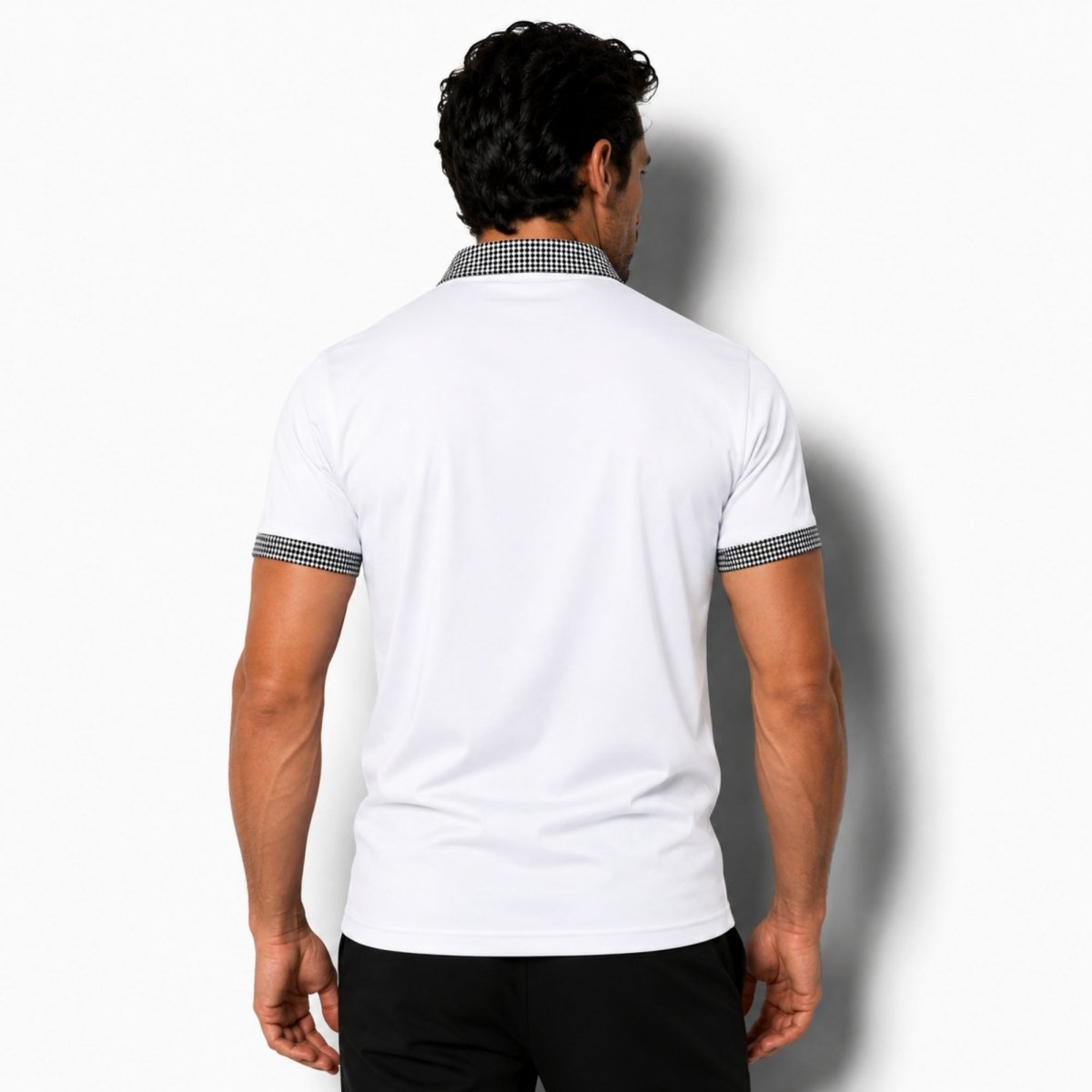 Polo de manga corta para hombre con ribete estampado-Shirts for men-Casaluzia