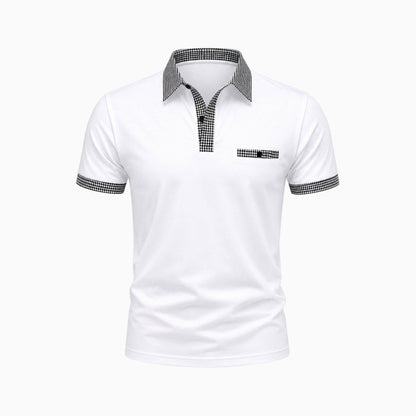 Polo de manga corta para hombre con ribete estampado-Shirts for men-Casaluzia