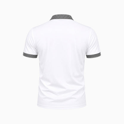 Polo de manga corta para hombre con ribete estampado-Shirts for men-Casaluzia