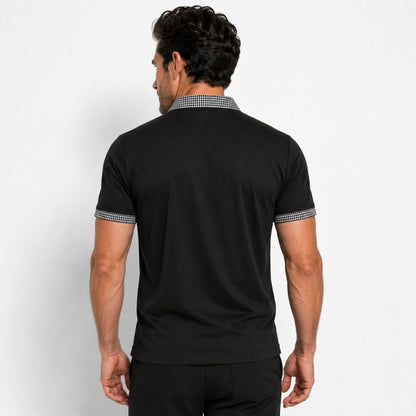 Polo de manga corta para hombre con ribete estampado-Shirts for men-Casaluzia