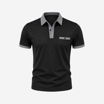 Polo de manga corta para hombre con ribete estampado-Shirts for men-Casaluzia