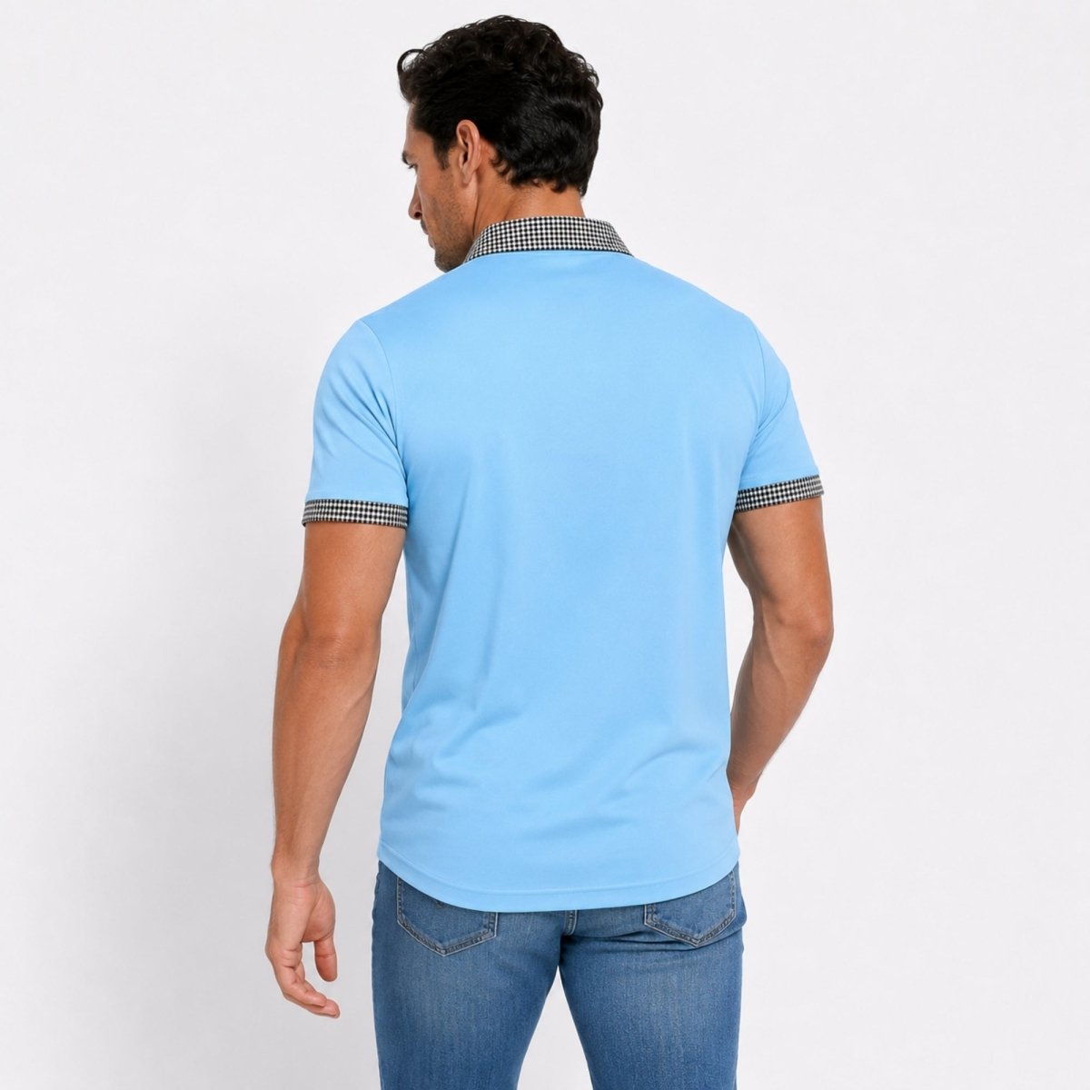 Polo de manga corta para hombre con ribete estampado-Shirts for men-Casaluzia