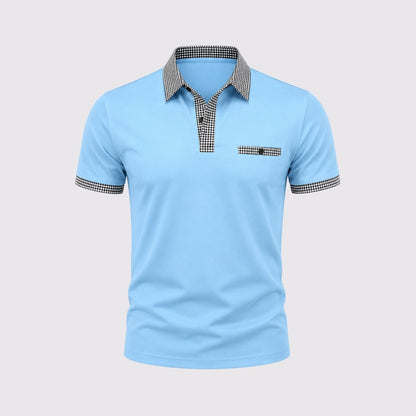 Polo de manga corta para hombre con ribete estampado-Shirts for men-Casaluzia