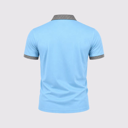 Polo de manga corta para hombre con ribete estampado-Shirts for men-Casaluzia