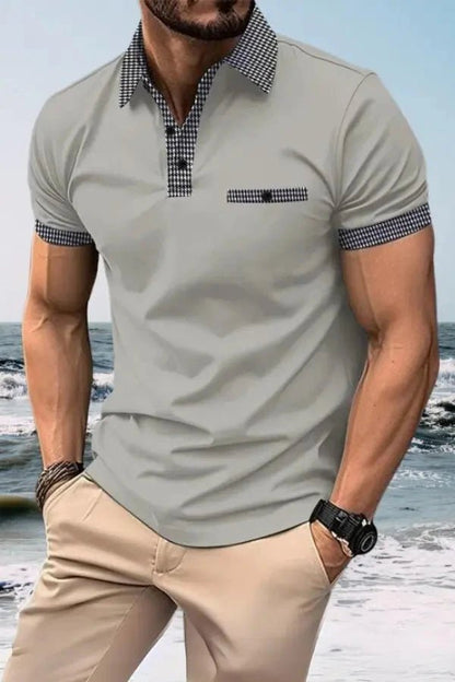 Polo de manga corta para hombre con ribete estampado-Shirts for men-Casaluzia