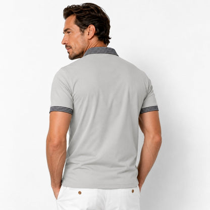 Polo de manga corta para hombre con ribete estampado-Shirts for men-Casaluzia