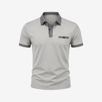 Polo de manga corta para hombre con ribete estampado-Shirts for men-Casaluzia