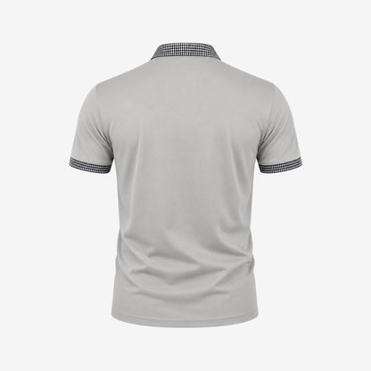 Polo de manga corta para hombre con ribete estampado-Shirts for men-Casaluzia