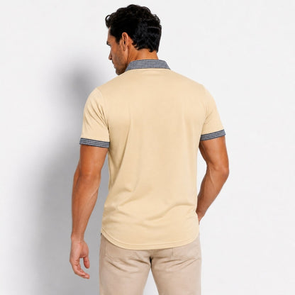Polo de manga corta para hombre con ribete estampado-Shirts for men-Casaluzia