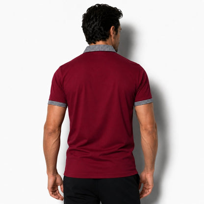 Polo de manga corta para hombre con ribete estampado-Shirts for men-Casaluzia