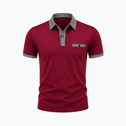 Polo de manga corta para hombre con ribete estampado-Shirts for men-Casaluzia