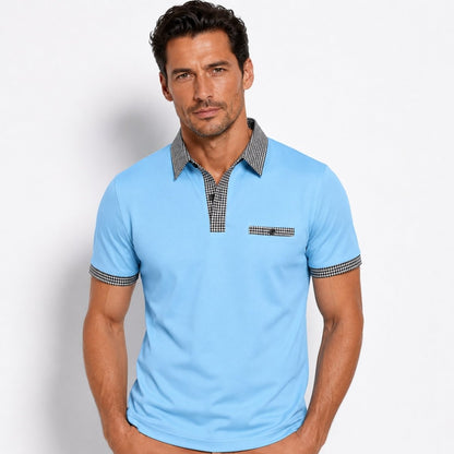 Polo de manga corta para hombre con ribete estampado-Shirts for men-Casaluzia