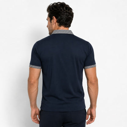 Polo de manga corta para hombre con ribete estampado-Shirts for men-Casaluzia