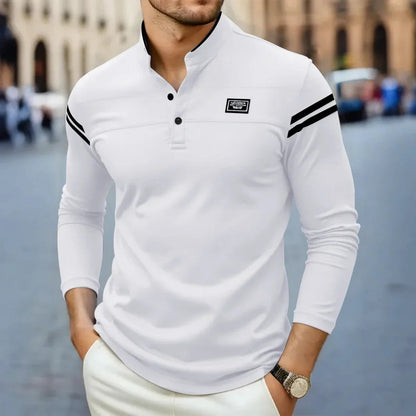Polo de manga larga con cuello mao para hombre-T-Shirts & Polos for men-Casaluzia