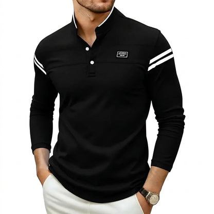 Polo de manga larga con cuello mao para hombre-T-Shirts & Polos for men-Casaluzia
