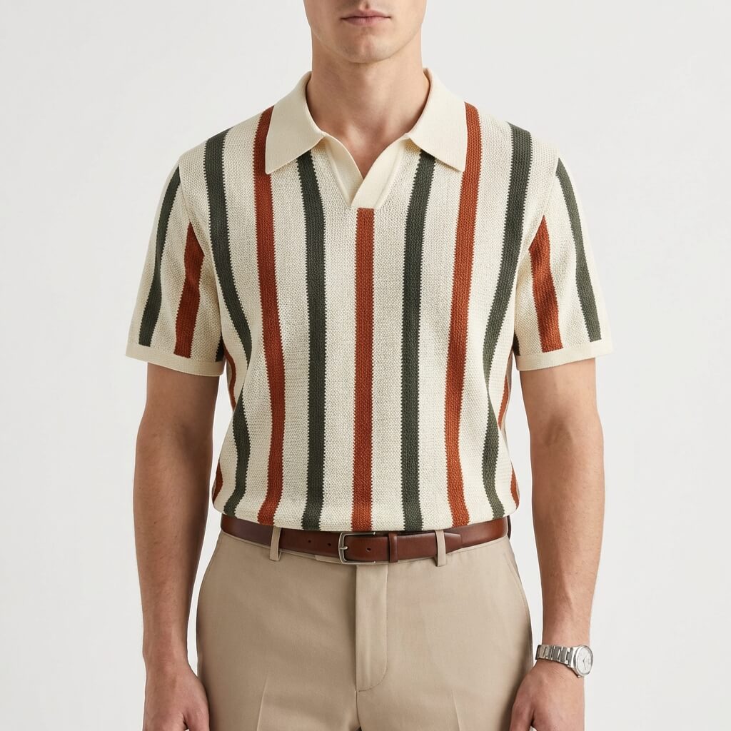 Polo de punto a rayas para hombre-Shirts for men-Casaluzia