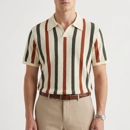 Polo de punto a rayas para hombre-Shirts for men-Casaluzia