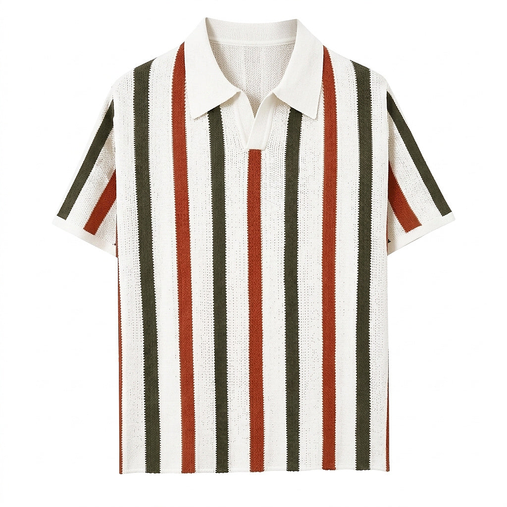 Polo de punto a rayas para hombre-Shirts for men-Casaluzia