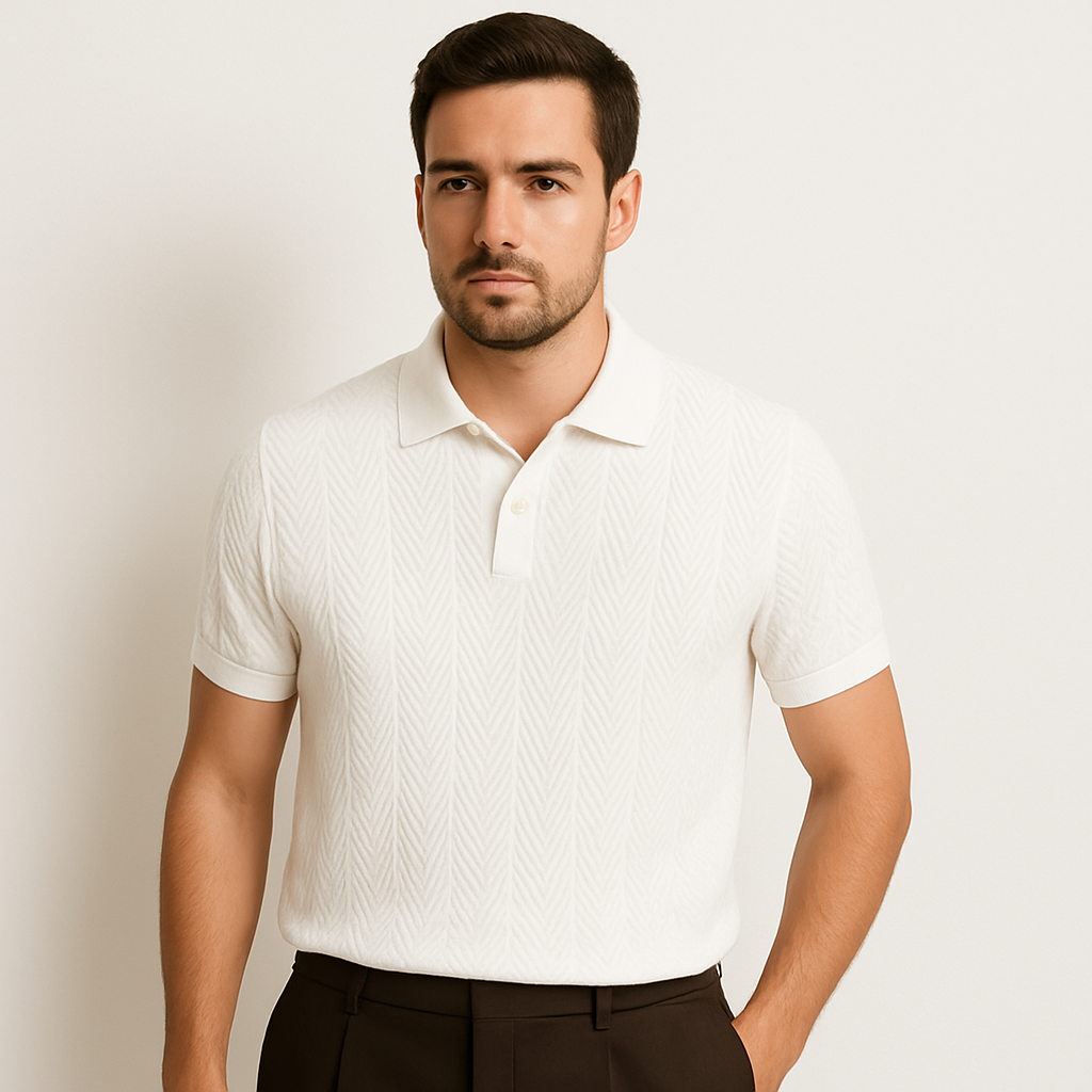 Polo de punto con diseño de chevrón para hombre-T-Shirts & Polos for men-Casaluzia