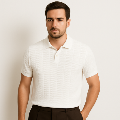 Polo de punto con diseño de chevrón para hombre-T-Shirts & Polos for men-Casaluzia