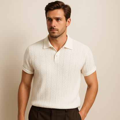 Polo de punto con diseño de chevrón para hombre-T-Shirts & Polos for men-Casaluzia