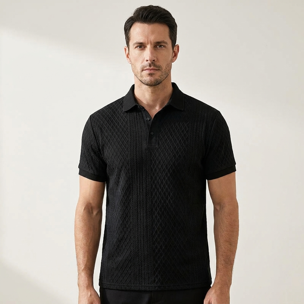 Polo de punto jacquard para hombre-Shirts for men-Casaluzia