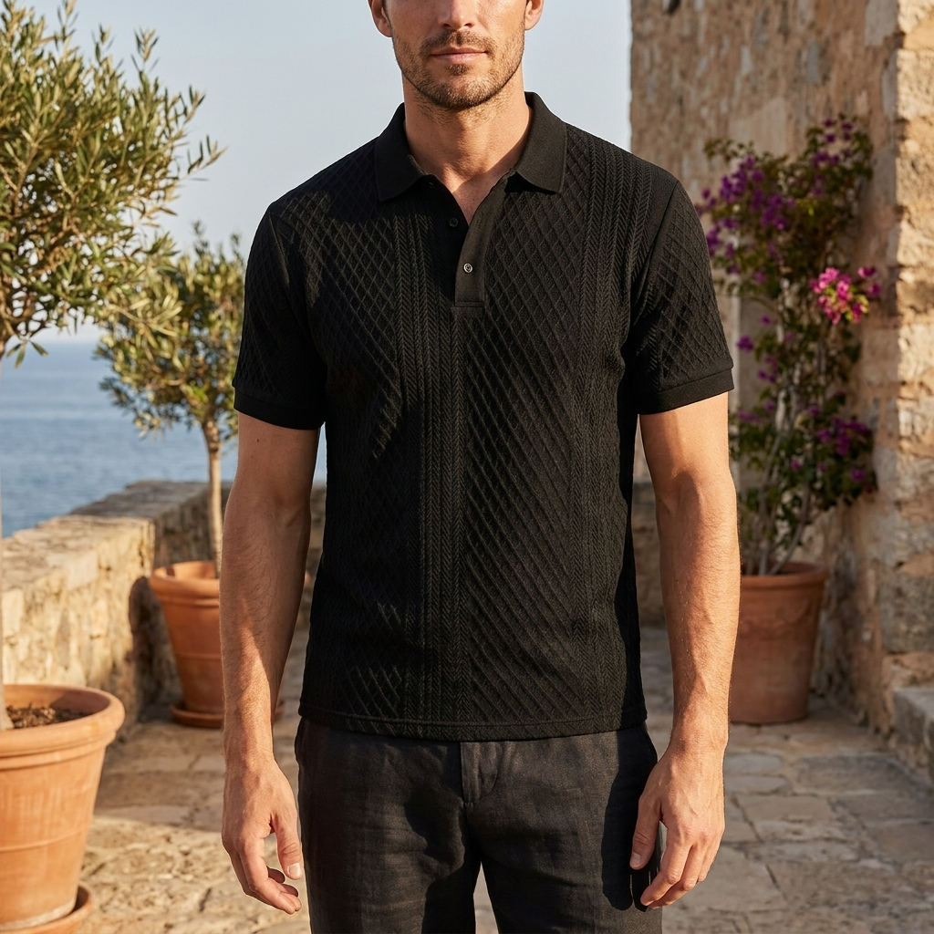 Polo de punto jacquard para hombre-Shirts for men-Casaluzia