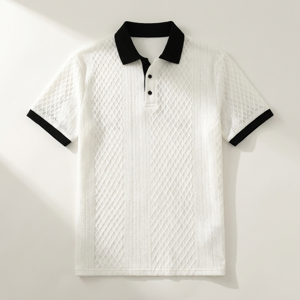 Polo de punto jacquard para hombre-Shirts for men-Casaluzia
