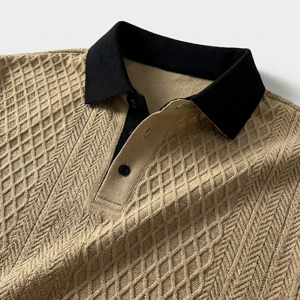 Polo de punto jacquard para hombre-Shirts for men-Casaluzia