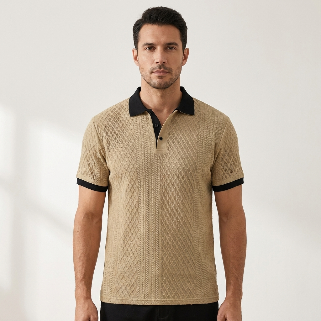 Polo de punto jacquard para hombre-Shirts for men-Casaluzia