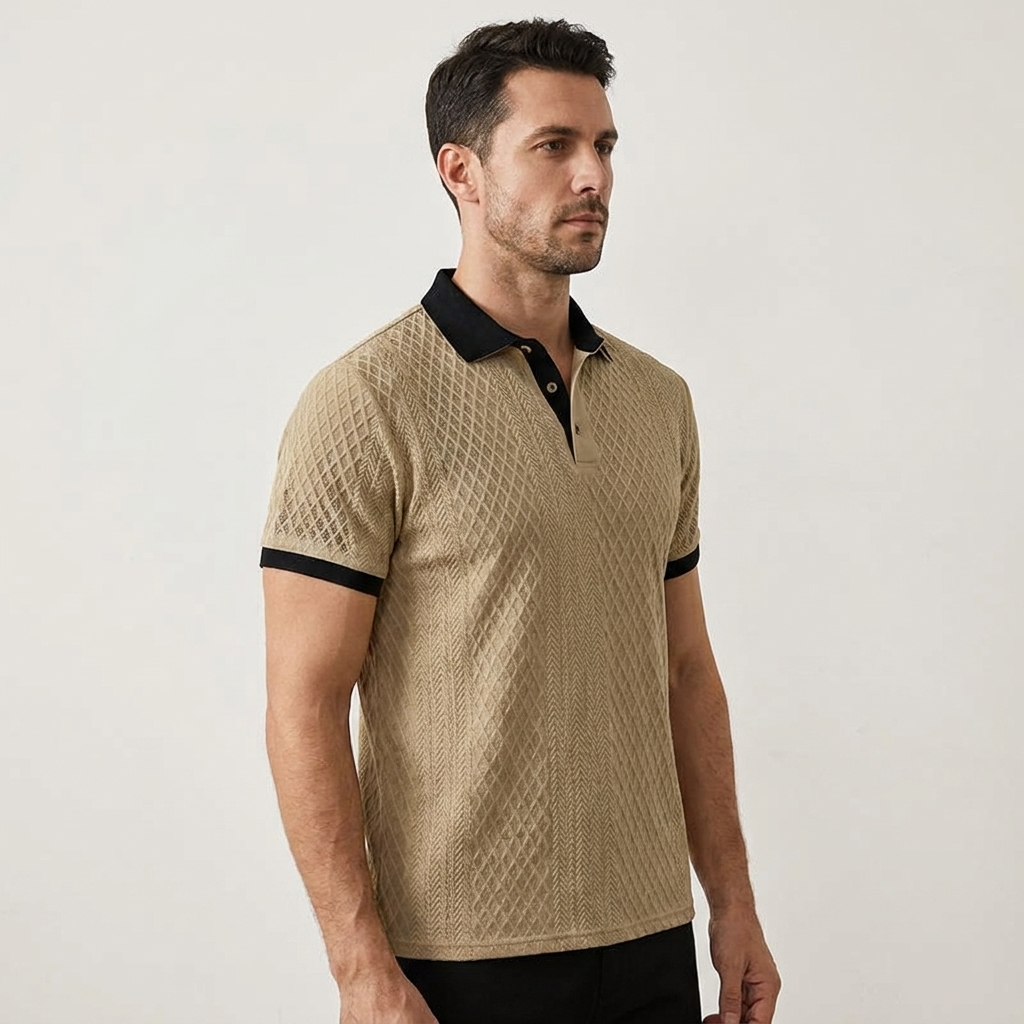 Polo de punto jacquard para hombre-Shirts for men-Casaluzia