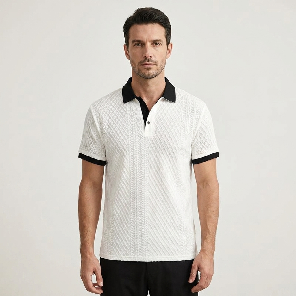 Polo de punto jacquard para hombre-Shirts for men-Casaluzia