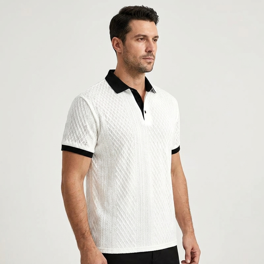 Polo de punto jacquard para hombre-Shirts for men-Casaluzia