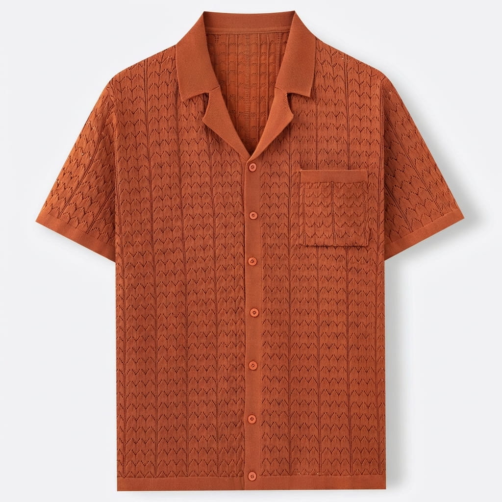 Polo de punto texturizado de manga corta para hombre-Shirts for men-Casaluzia